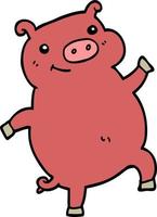 cartoon dancing pig vector