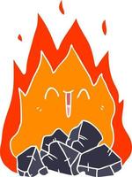 flat color style cartoon blazing coal fire vector