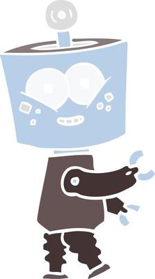happy flat color style cartoon robot