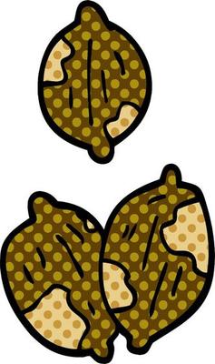 cartoon doodle nuts in shells