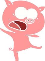 flat color style cartoon pig shouting vector