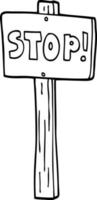 line drawing cartoon road sign vector