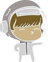 flat color style cartoon curious astronaut vector