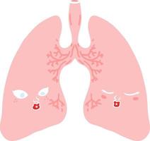 pulmones de dibujos animados de estilo de color plano vector