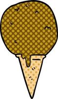 cono de helado de garabato de dibujos animados vector