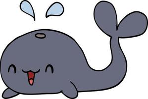 cartoon happy whale vector