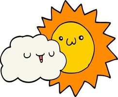 sol y nube de dibujos animados vector