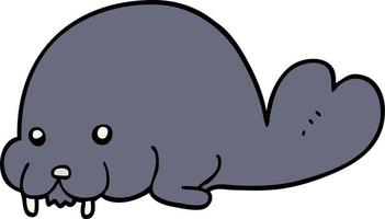 cute cartoon walrus vector