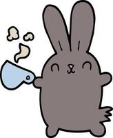 cute cartoon rabbit with coffee cup vector