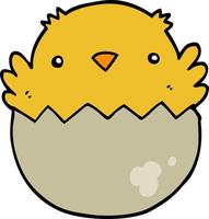 cartoon chick hatching from egg vector