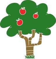 flat color style cartoon apple tree vector