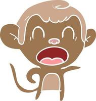 shouting flat color style cartoon monkey vector