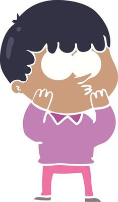 flat color style cartoon curious boy