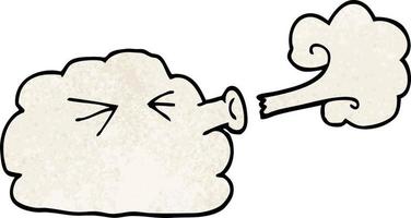 cartoon doodle cloud blowing a gale vector