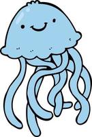 cartoon happy jellyfish vector