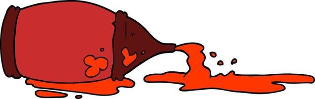 cartoon spilled ketchup bottle vector