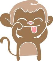 funny flat color style cartoon monkey vector