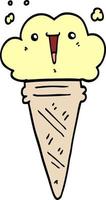 cartoon ice cream with face vector