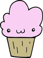 cartoon cupcake with face vector