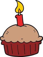 cartoon birthday cupcake vector
