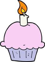 cartoon birthday cupcake vector