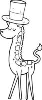 jirafa de dibujos animados en sombrero de copa vector