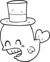 ballena de dibujos animados con sombrero vector