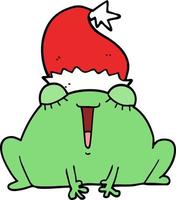 cute cartoon christmas frog vector