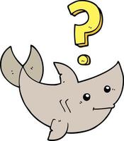 cartoon shark asking question vector