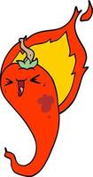 cartoon flaming hot chili pepper vector