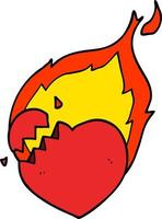 cartoon flaming heart vector