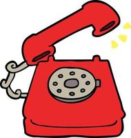 cartoon ringing telephone vector