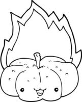 cartoon flaming pumpkin vector