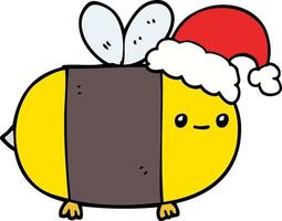 cartoon christmas bee vector