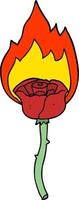 cartoon flaming rose vector