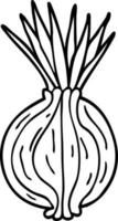 line drawing cartoon sprouting onion vector