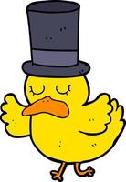 cartoon duck wearing top hat vector