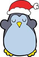 lindo pingüino de navidad vector