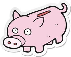 sticker of a cartoon piggy bank vector