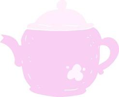 flat color illustration of a cartoon teapot vector