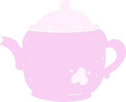 flat color illustration of a cartoon teapot vector