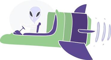 nave espacial alienígena de dibujos animados de estilo de color plano vector