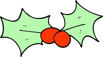 cartoon doodle holly leaf vector