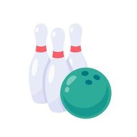 A bowling ball that rolls to hit the pin. vector