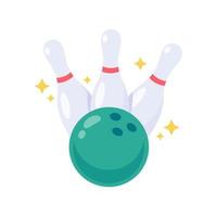 A bowling ball that rolls to hit the pin. vector