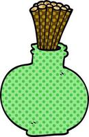 cartoon doodle reeds in vase vector