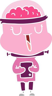 happy flat color style cartoon robot