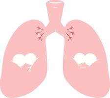 pulmones de dibujos animados de estilo de color plano vector