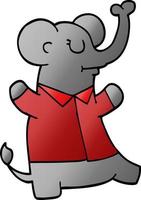 caricatura, garabato, elefante, llevando, camisa vector