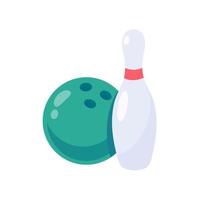 una bola de bolos que rueda para golpear el bolo. vector